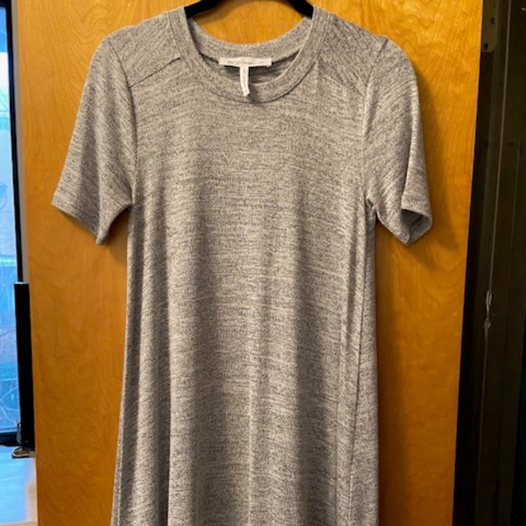 Bcbg Grey Short Sleeve Knit Dress